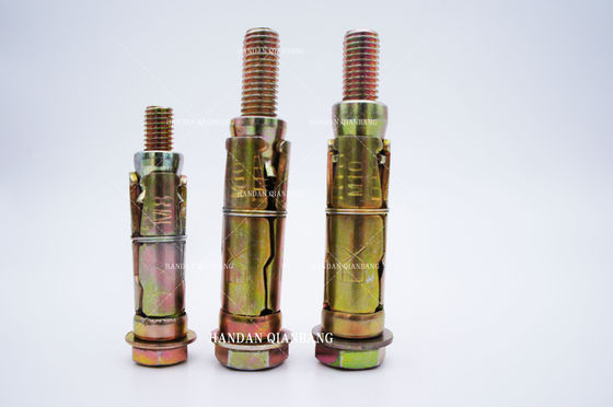 M6 M10 এক্সটেনশন ফিক্সিং অ্যাঙ্কর বোল্ট 3PCS হলুদ দস্তা ধাতুপট্টাবৃত শেষ লোহা উপাদান